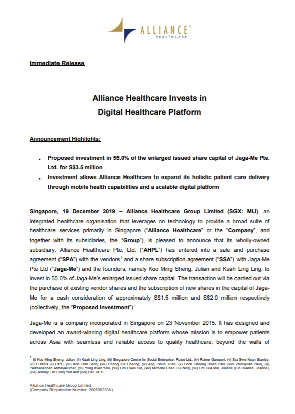 Alliance Healthcare Invests in Digital Healthcare Platform